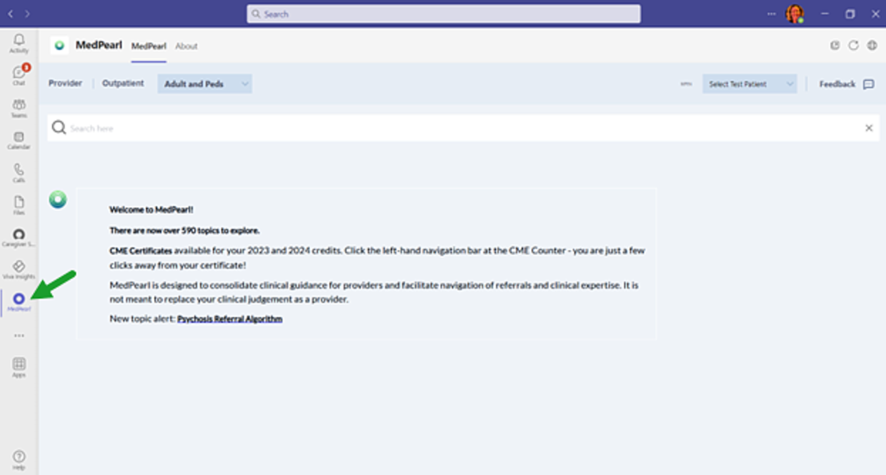 Clinicians can easily access Providence’s MedPearl app in Microsoft Teams